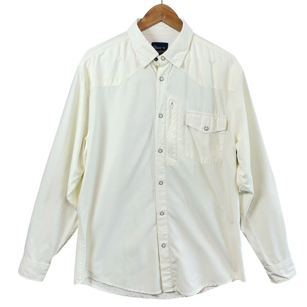 Texas Standard Western Field Shirt Men's Large White Pearl Snap Bamboo Gorpcore
